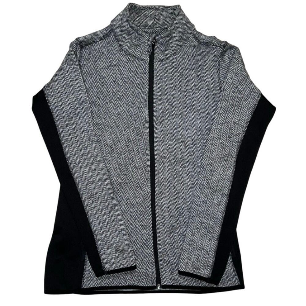 Marc NY Womens Full Zip Herringbone Jacket Black & White Size S